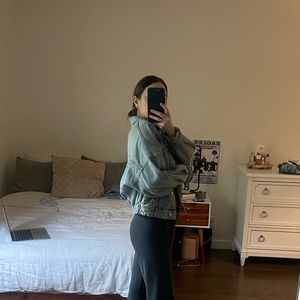 Zara oversized denim jacket with cinched waist